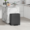 Köögi prügikast jäätmete sorteerimiseks, 2 × 20 l, pedaaliga, must