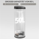 50-liitrine puutevaba roostevabast terasest prügikast anduriga, hõbedane