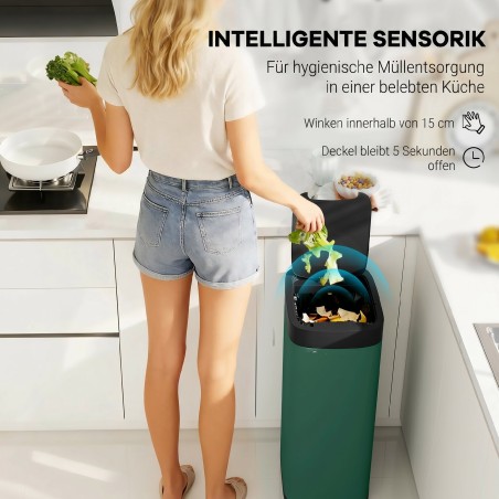 Anduriga köögiprügikast, 50 l, kontaktivaba ja sõrmejäljekindel