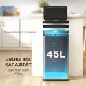 Anduriga köögiprügikast, 45 l, pehmelt sulguva kaanega, hõbedane
