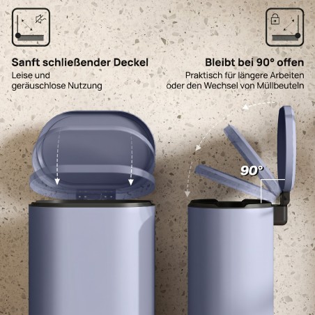 Köögiprügikast pedaali ja pehmelt sulguva kaanega, 30 l, hall