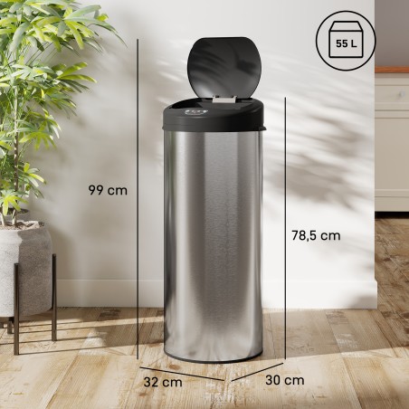 55 l puutevaba anduriga roostevabast terasest prügikast