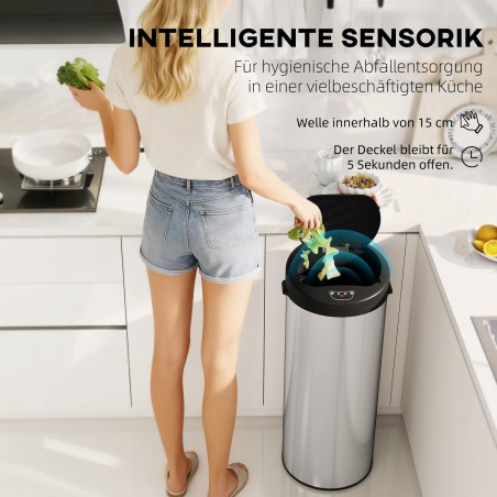 55 l puutevaba anduriga roostevabast terasest prügikast