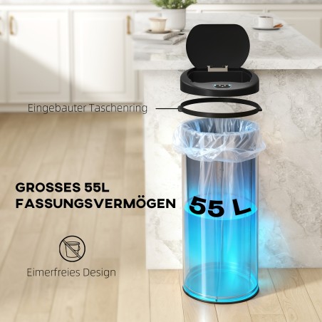 55 l puutevaba anduriga roostevabast terasest prügikast