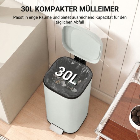 30 l köögiprügikast pedaali, kaane ja pehme sulgumisega