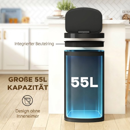 55-liitrine must roostevabast terasest sensoriga prügikast