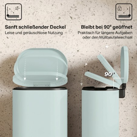 Köögi pedaaliga prügikast, 30 l, pehmelt sulguva kaanega, roheline