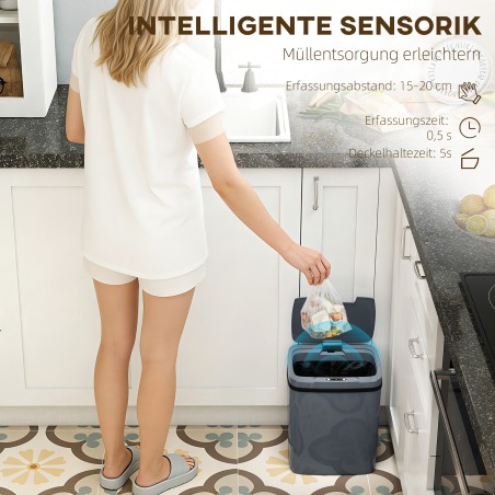 15-liitrine sensoriga automaatne prügikast kahe avamisrežiimiga, hall
