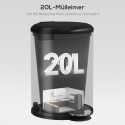 20-liitrine must metallist köögiprügikast pehme sulgumise ja pedaaliga