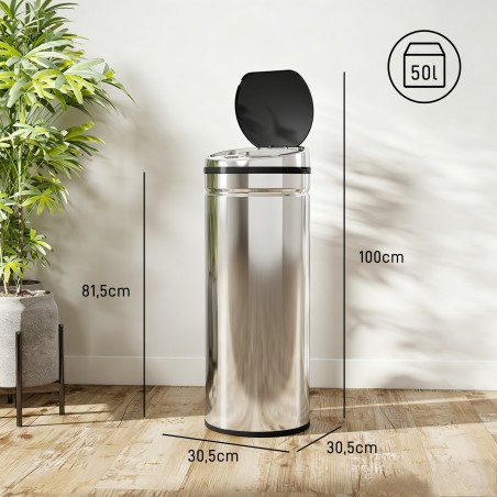 50 l automaatne prügikast infrapunaanduri ja roostevabast terasest korpusega