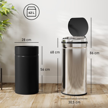 Automaatne sensorprügikast, 42 l, roostevaba teras, infrapunasensoriga