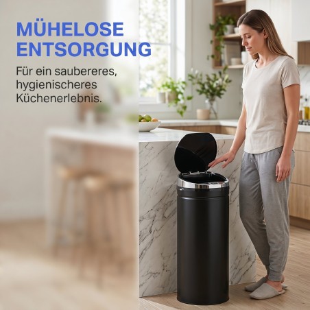 50 l automaatne prügikast infrapunaanduri ja roostevabast terasest korpusega