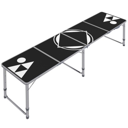 Kokkupandav reguleeritava kõrgusega matkalaud, alumiiniumraamiga, must, 240 × 60 cm