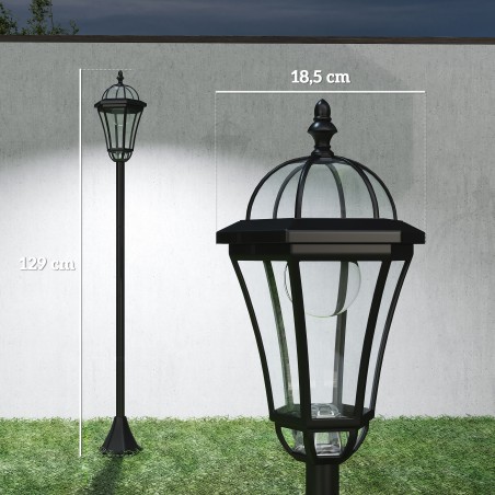 Kaheosalise komplekti päikeseenergial töötavad LED-aiavalgustid, 129 cm, must