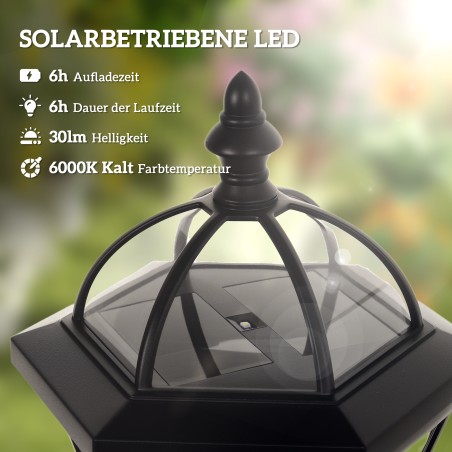 Kaheosalise komplekti päikeseenergial töötavad LED-aiavalgustid, 129 cm, must