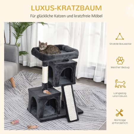 Väike kasside kraapimis- ja ronimispuu sisalpostidega, 83 cm, tumehall