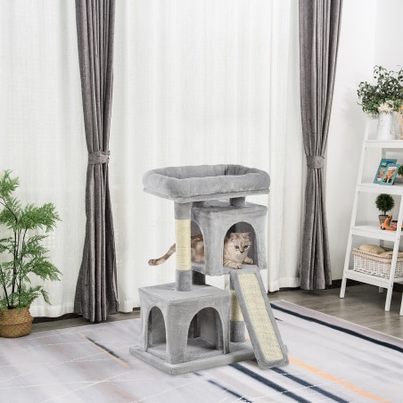 Kassipuu sisalpostidega väikestele kassidele, 83 cm, helehall