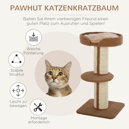 Mitmetasandiline kassipuu sisalpostide, platvormi ja padjaga, 91 cm
