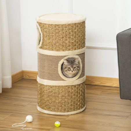 Kasside kraapimistünn 70 cm, 3 tasapinda, sisalist ja plüüsist