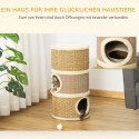 Kasside kraapimistünn 70 cm, 3 tasapinda, sisalist ja plüüsist
