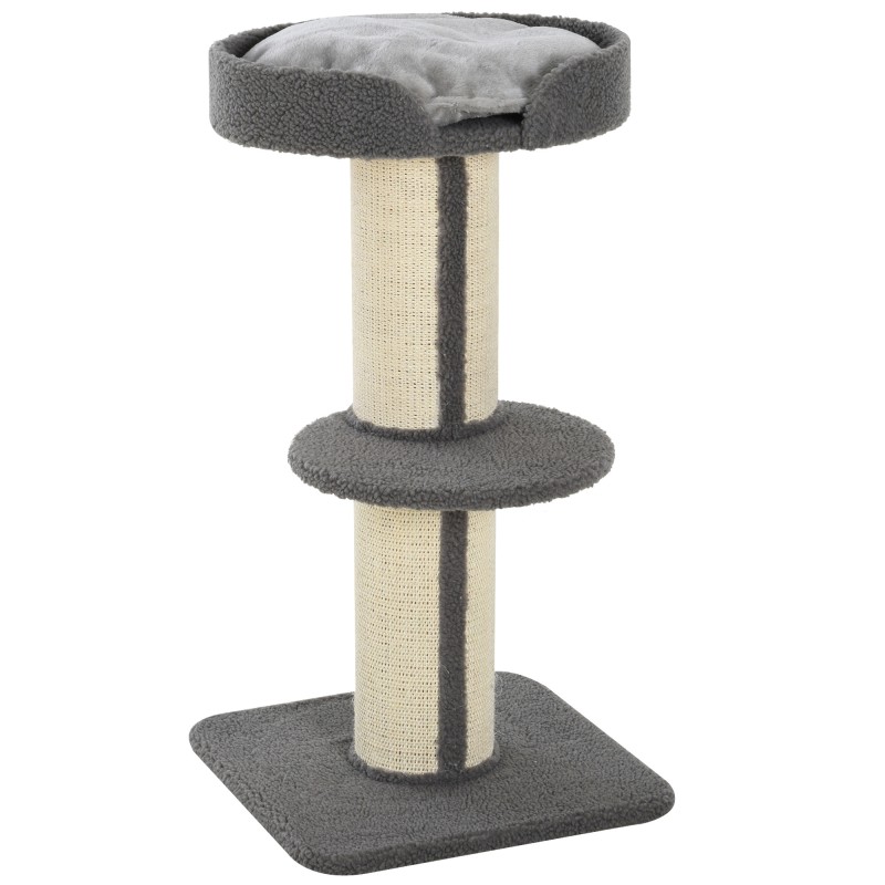 Kassi kraapimispuu platvormide ja patjadega, 91 cm, hall