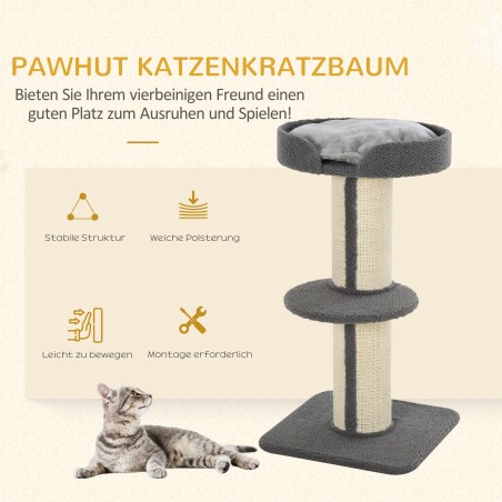 Kassi kraapimispuu platvormide ja patjadega, 91 cm, hall