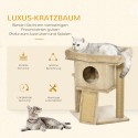 Kassikraapimispuu džuudimati, lamamisplatvormi ja kassimajaga, pruun