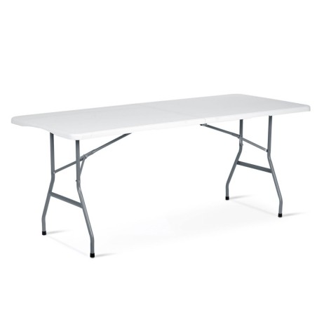 Kokkupandav toitlustuskomplekt aiale, laud + 2 pinki, 180 cm, valge