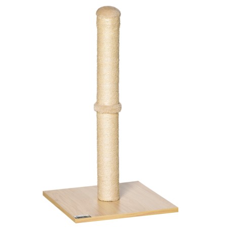 Sisalist kasside kraapimispost palliga, beež ja tammepuidutooni, 60 cm