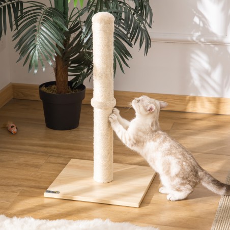 Sisalist kasside kraapimispost palliga, beež ja tammepuidutooni, 60 cm