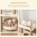 Kasside kraapimispuu mänguasjade ja kassivoodiga, 60 × 30 × 76 cm, kreemikas-naturaalne