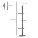 Laest pingutatav kassipuu platvormidega, 228–260 cm, hall