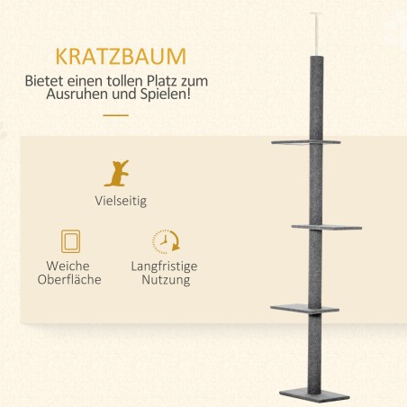 Laest pingutatav kassipuu platvormidega, 228–260 cm, hall