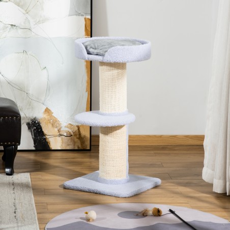 91 cm kõrgune mitmetasandiline kasside kraapimispuu, helesinine
