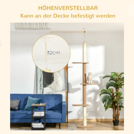 Laest pingutatav 3-tasandiline kassipuu, reguleeritav kõrgus 228–260 cm, khaki
