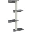 Seinale kinnitatav kassipuu, 137 cm, 4 platvormi ja 3 kraapimispostiga