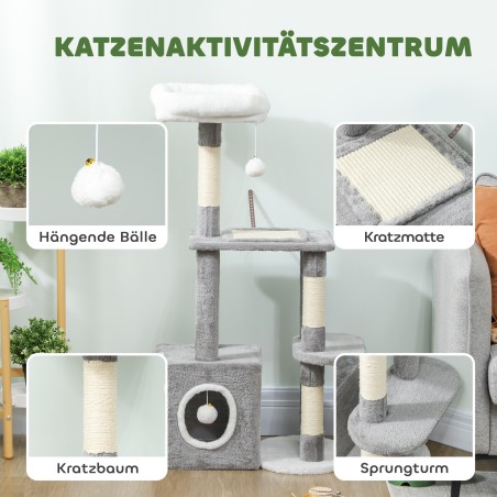 107 cm kassitorn koopa, suure platvormi ja 2 mängupalliga, hall