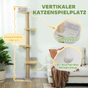 Kassi kraapimispuu 5 tasandi, mänguasja ja sisalpostidega, helehall