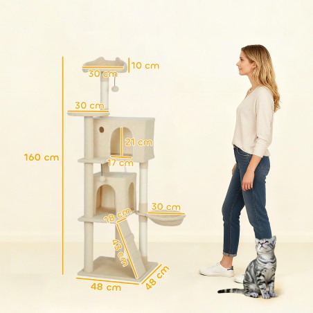 160 cm kassitorn võrkkiige, redeli, koopa ja mängupallidega, beež