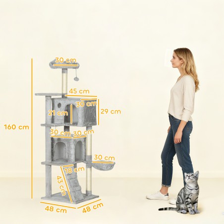 160 cm kasside kraapimispuu tasandite, koobaste ja võrkkiigega