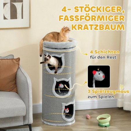 Hall 4-tasandiline kassitorn kraapimistünni ja pestava pesaga