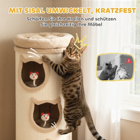Hall 4-tasandiline kassitorn kraapimistünni ja pestava pesaga