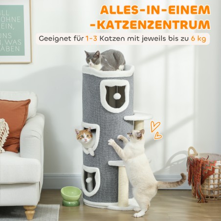 101 cm kassitorn 3 taseme, 3 magamiskoopa ja mängupallidega, hall