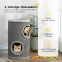 Kahekorruseline kraapimistünn 2 koopaga, 60 cm, helehall