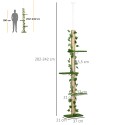 Reguleeritava kõrgusega kasside kraapimispuu 202–242 cm, roheline/kollane
