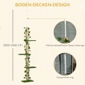 Reguleeritava kõrgusega kasside kraapimispuu 202–242 cm, roheline/kollane