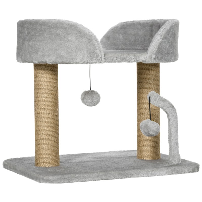 Kassipuu 42 cm džuudist kraapimisposti ja platvormiga, hall
