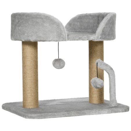Kassipuu 42 cm džuudist kraapimisposti ja platvormiga, hall