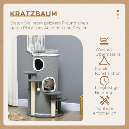 Kraapimistünn kassidele 2 pesa, 4 lamamispinna ja 4 kraapimispostiga