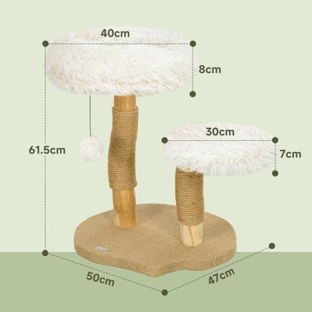 61,5 cm kassipuu pesa, kraapimisposti, hüppeplatvormi ja mängupalliga, valge